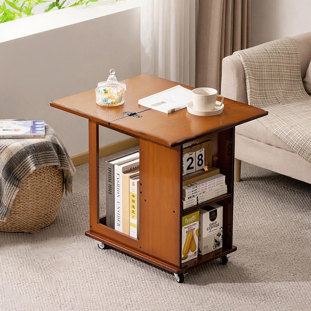 Table basse rectangulaire pliable et mobile à 3 niveaux en MDF bambou chinois traditionnel pour salon 