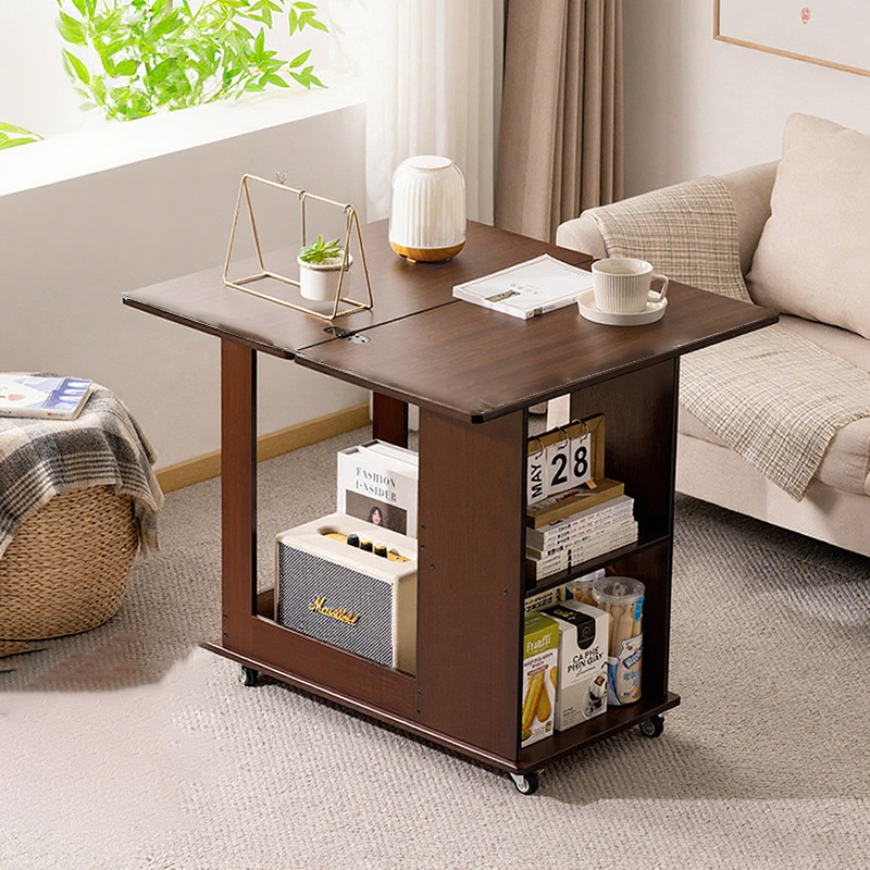 Table basse rectangulaire pliable et mobile à 3 niveaux en MDF bambou chinois traditionnel pour salon 