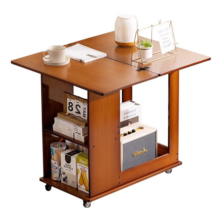Table basse rectangulaire pliable et mobile à 3 niveaux en MDF bambou chinois traditionnel pour salon 