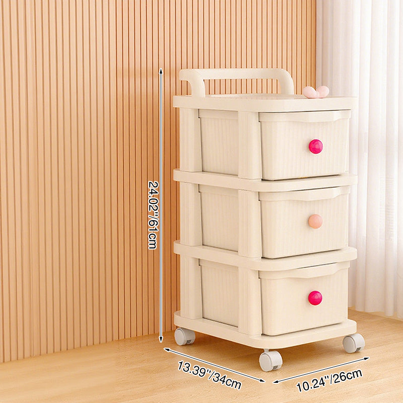 Modern Minimalist PP Textured Square Mobile Storage Cabinet 2/3/4 Storage For Living Room