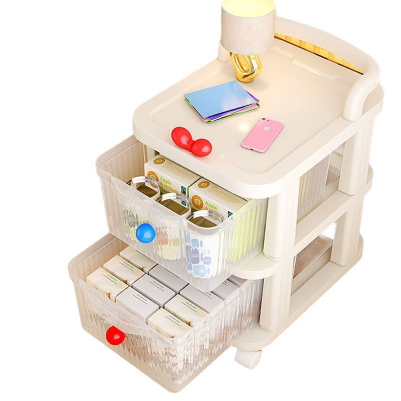 Modern Minimalist PP Textured Square Mobile Storage Cabinet 2/3/4 Storage For Living Room