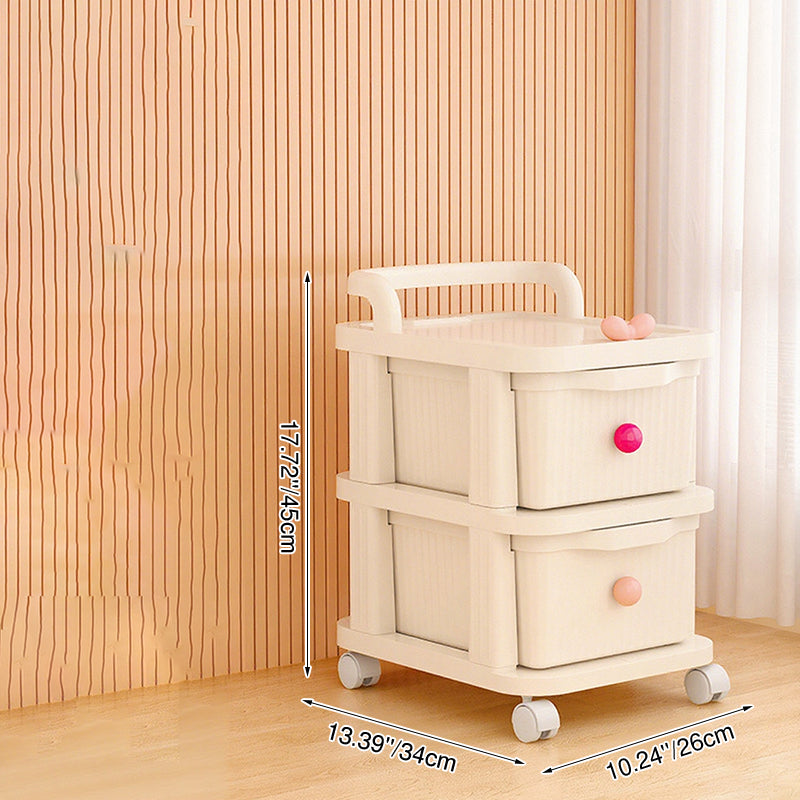 Modern Minimalist PP Textured Square Mobile Storage Cabinet 2/3/4 Storage For Living Room