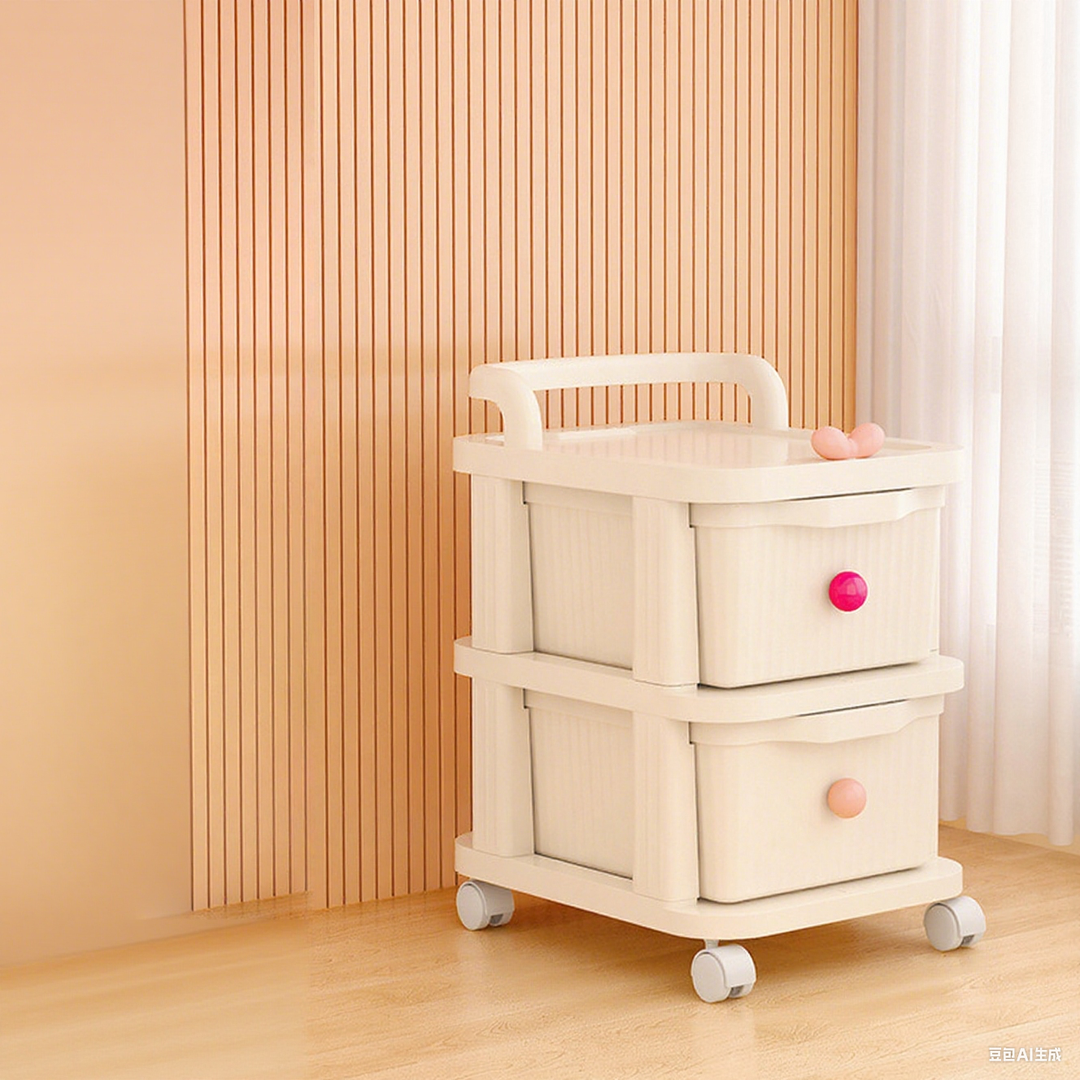 Modern Minimalist PP Textured Square Mobile Storage Cabinet 2/3/4 Storage For Living Room
