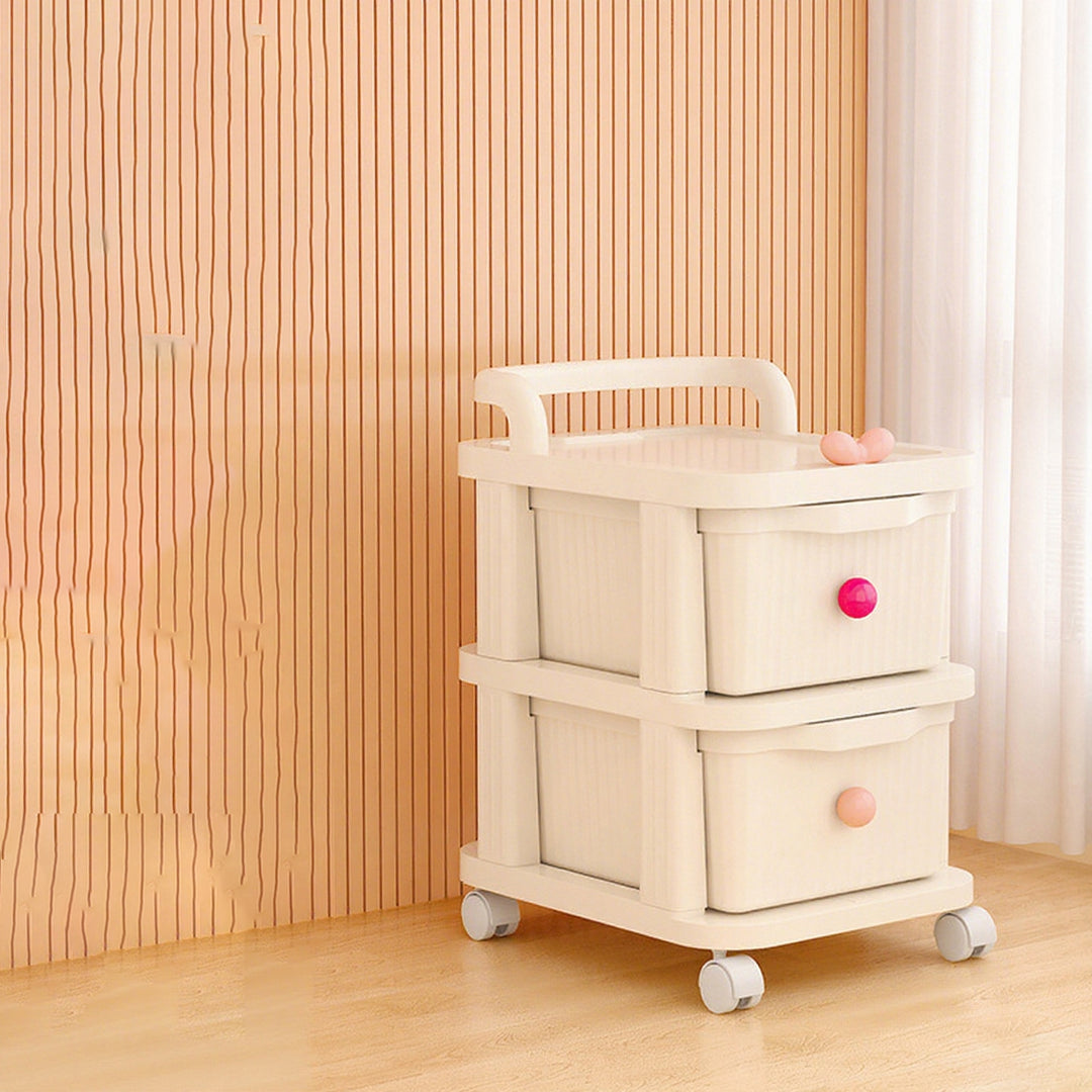 Modern Minimalist PP Textured Square Mobile Storage Cabinet 2/3/4 Storage For Living Room