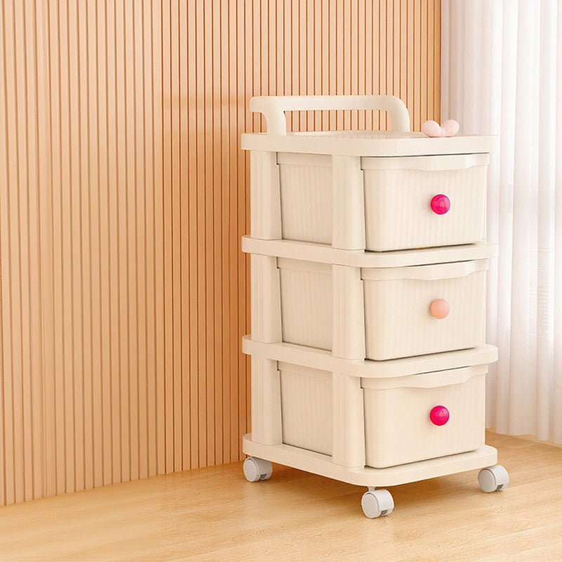 Modern Minimalist PP Textured Square Mobile Storage Cabinet 2/3/4 Storage For Living Room