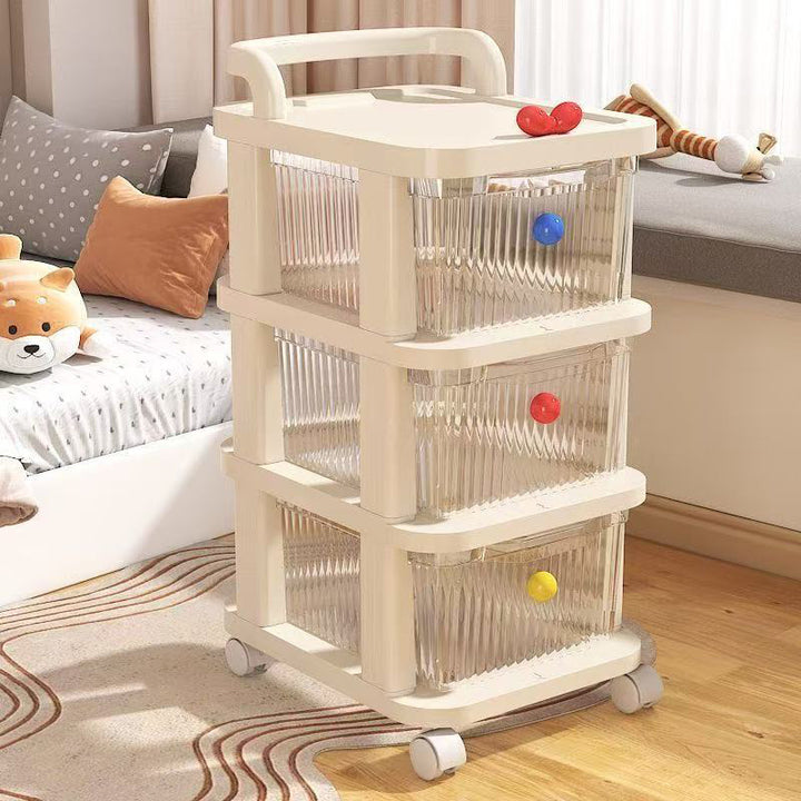 Modern Minimalist PP Textured Square Mobile Storage Cabinet 2/3/4 Storage For Living Room