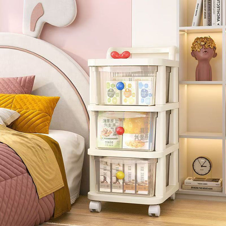 Modern Minimalist PP Textured Square Mobile Storage Cabinet 2/3/4 Storage For Living Room
