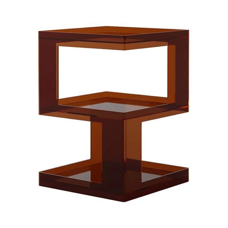Contemporary Scandinavian Acrylic Square E-Shaped Side Table 3-Tier For Living Room