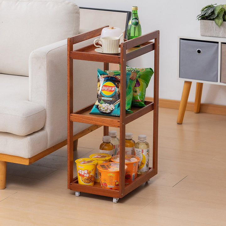 Étagère de rangement mobile rectangulaire en contreplaqué et bois massif au style vintage traditionnel, à 2/3/4 niveaux pour le salon 