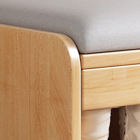 Modern Minimalist Wood Plywood Fabric Rounded Rectangular Shoe Bench 2-Tier For Living Room