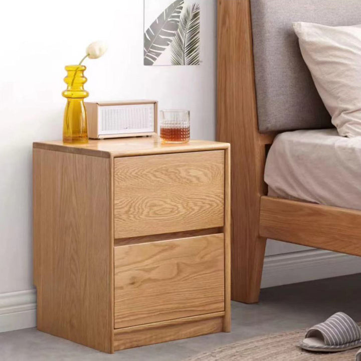 Table de chevet rectangulaire arrondie en bois massif vintage traditionnel avec 2 tiroirs pour chambre à coucher 