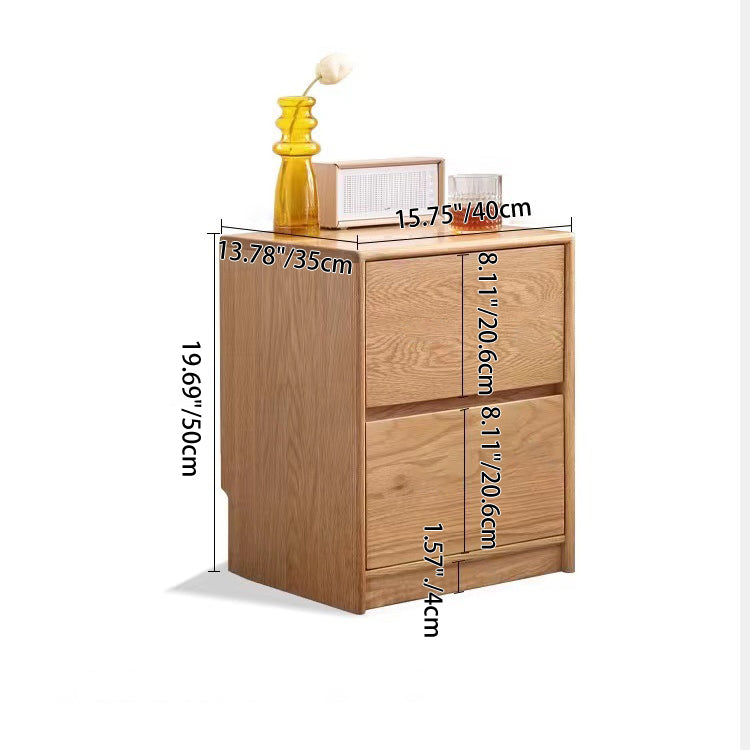 Table de chevet rectangulaire arrondie en bois massif vintage traditionnel avec 2 tiroirs pour chambre à coucher 