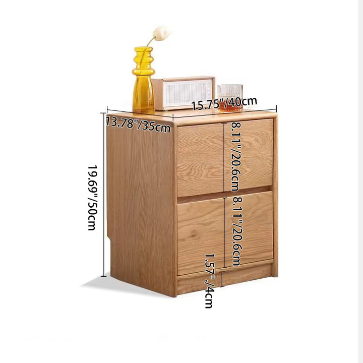 Table de chevet rectangulaire arrondie en bois massif vintage traditionnel avec 2 tiroirs pour chambre à coucher 