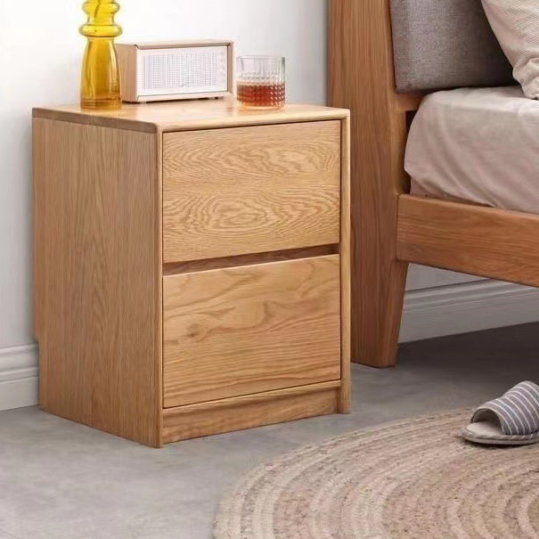 Table de chevet rectangulaire arrondie en bois massif vintage traditionnel avec 2 tiroirs pour chambre à coucher 