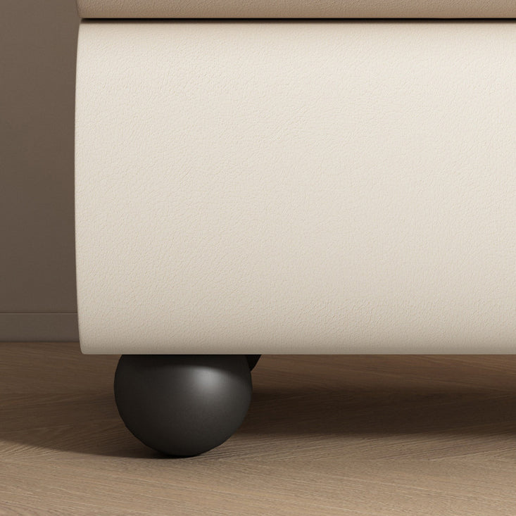 Table de chevet sphérique courbée en acier au carbone, bois massif contemporain et cuir synthétique, avec 2 tiroirs, pour chambre à coucher 