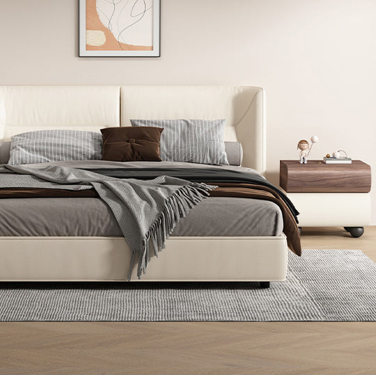 Table de chevet sphérique courbée en acier au carbone, bois massif contemporain et cuir synthétique, avec 2 tiroirs, pour chambre à coucher 