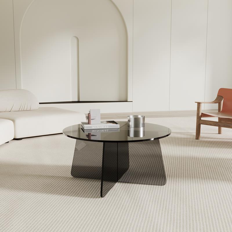 Table basse ronde contemporaine en acrylique scandinave avec base stable pour salon 
