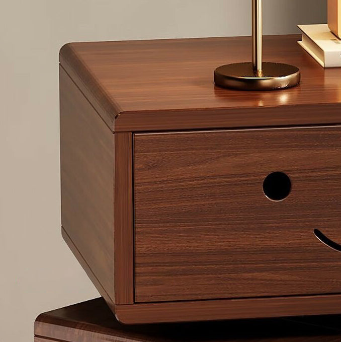 Contemporary Creative Red Oak Wood Glass Metal Robot Side Table Nightstand With Rotating Head For Bedroom