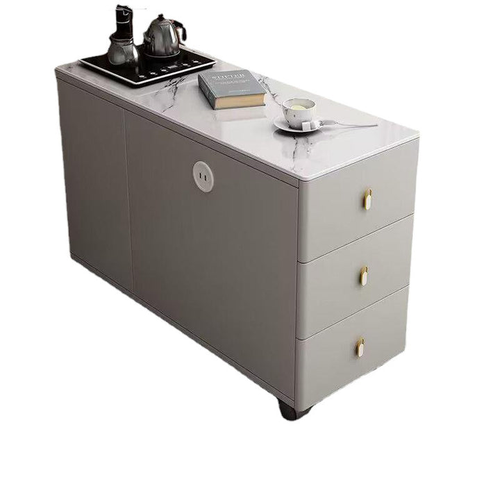 Contemporary Nordic Sintered Stone Particalboard Rectangular Side Table With 3 Drawers For Living Room