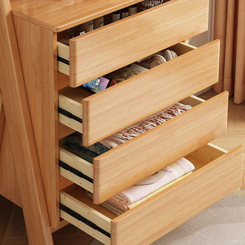 Traditional Chinese Solid Wood Multi-Layer Board Rubberwood Rectangular Sideboard 4-Drawer Storage Cabinet For Living Room