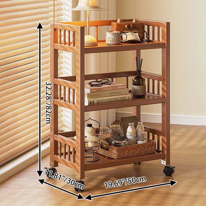 Modern Minimalist Bamboo &amp; MDF Mobile Square Storage Shelf 2/3 Tier Living Room