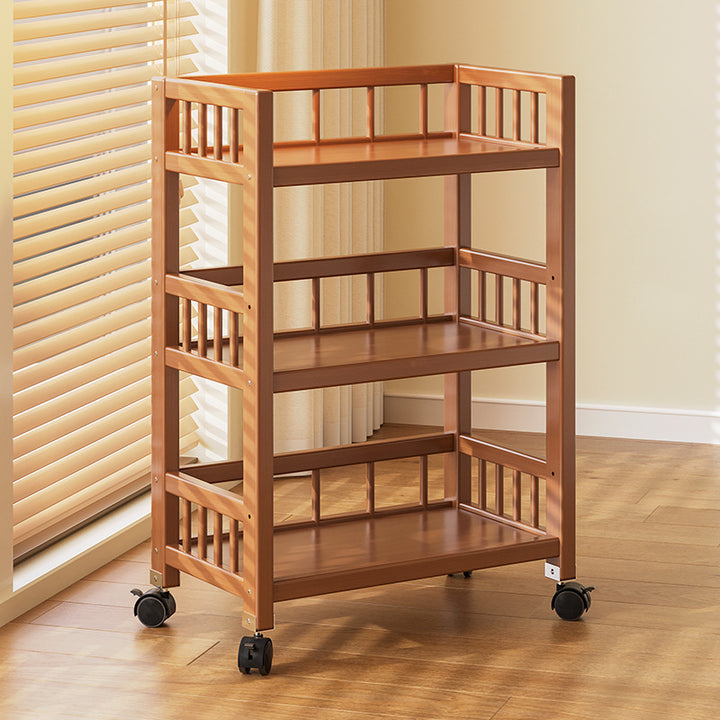 Modern Minimalist Bamboo &amp; MDF Mobile Square Storage Shelf 2/3 Tier Living Room