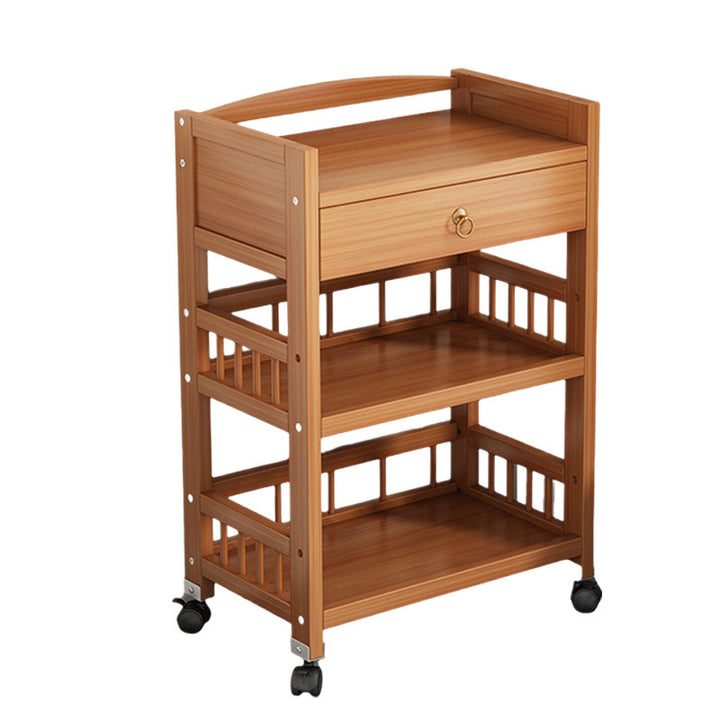 Modern Minimalist Bamboo &amp; MDF Mobile Square Storage Shelf 2/3 Tier Living Room