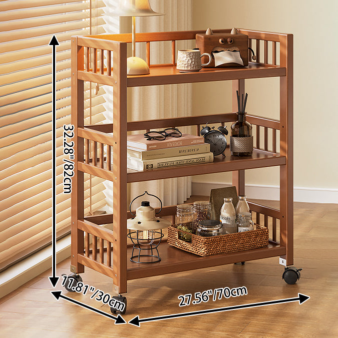Modern Minimalist Bamboo &amp; MDF Mobile Square Storage Shelf 2/3 Tier Living Room