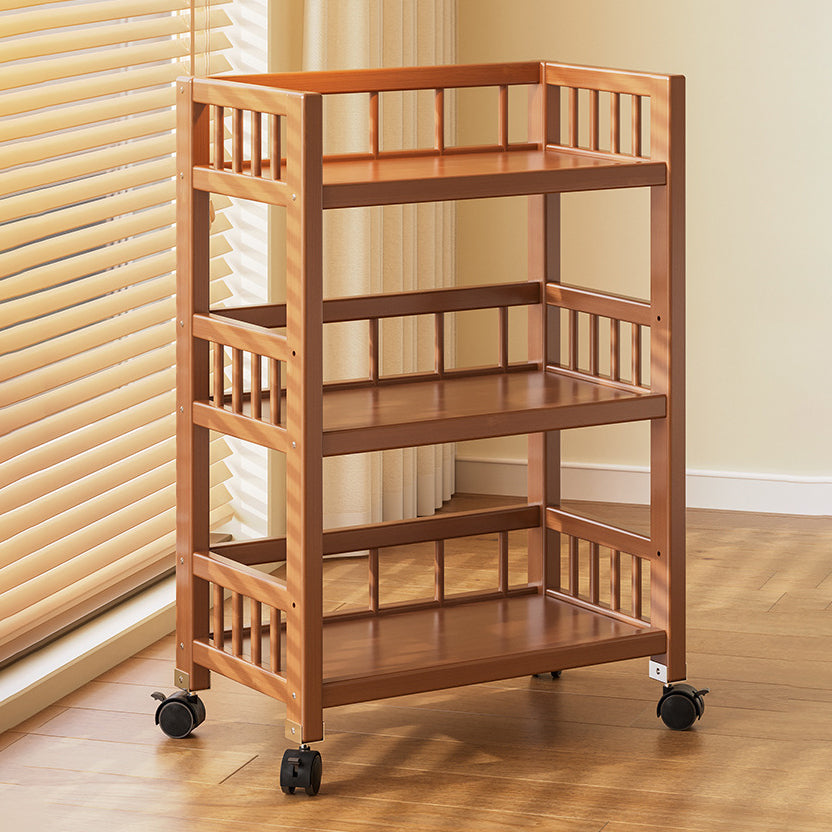 Modern Minimalist Bamboo &amp; MDF Mobile Square Storage Shelf 2/3 Tier Living Room