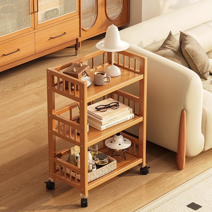 Modern Minimalist Bamboo &amp; MDF Mobile Square Storage Shelf 2/3 Tier Living Room