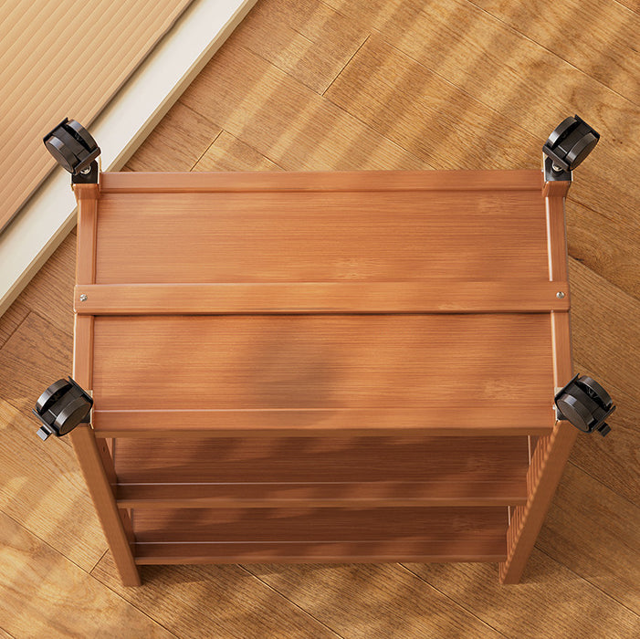 Modern Minimalist Bamboo &amp; MDF Mobile Square Storage Shelf 2/3 Tier Living Room
