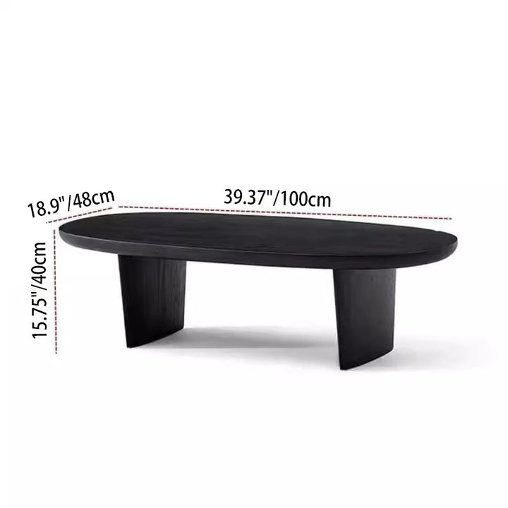 Traditional Vintage Pine Wood Oval Square Coffee Table 1-Tier For Living Room