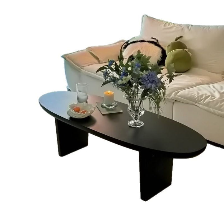 Table basse ovale carrée en bois de pin vintage traditionnel, 1 niveau, pour salon 