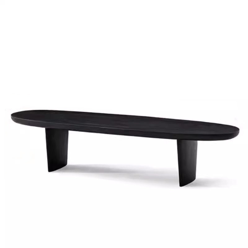 Table basse ovale carrée en bois de pin vintage traditionnel, 1 niveau, pour salon 