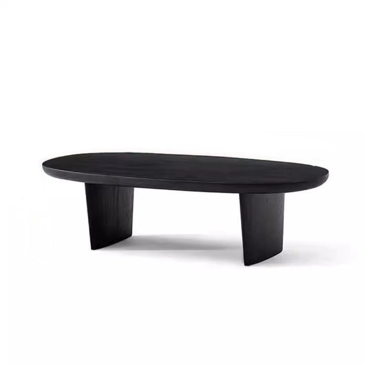 Table basse ovale carrée en bois de pin vintage traditionnel, 1 niveau, pour salon 