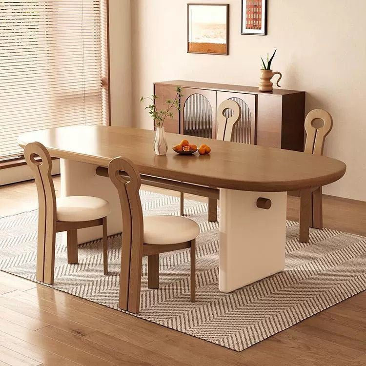 Traditional French Pine Wood Long Oval Square Coffee Table 1-Tier For Living Room