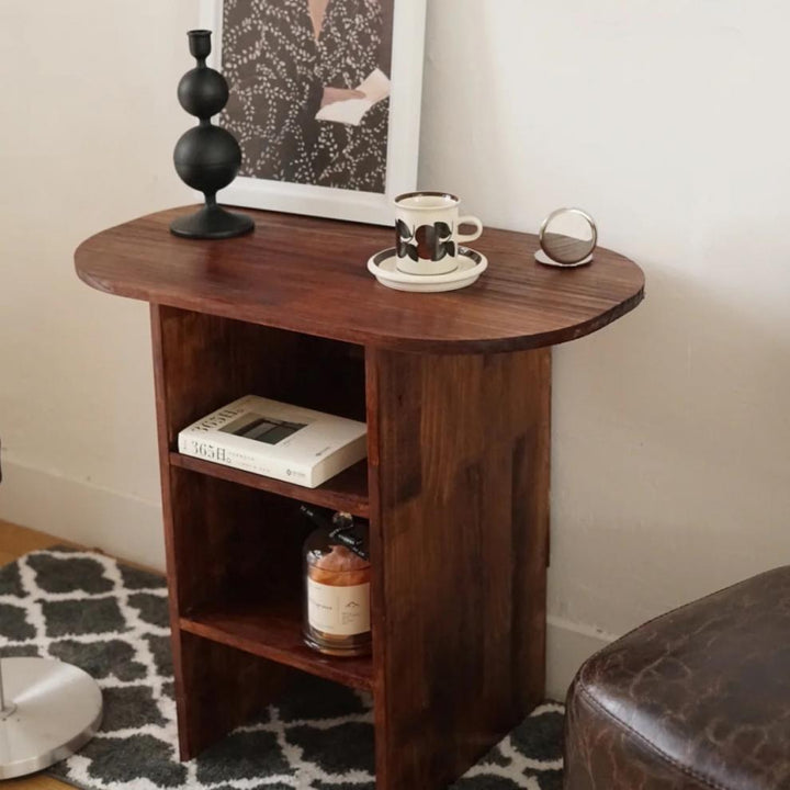 Traditional Chinese Medium Density Fiberboard Square Oval Coffee Table 3-Tier For Living Room
