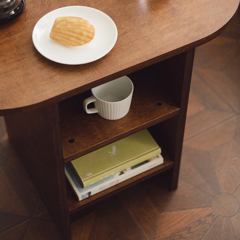 Traditional Chinese Medium Density Fiberboard Square Oval Coffee Table 3-Tier For Living Room