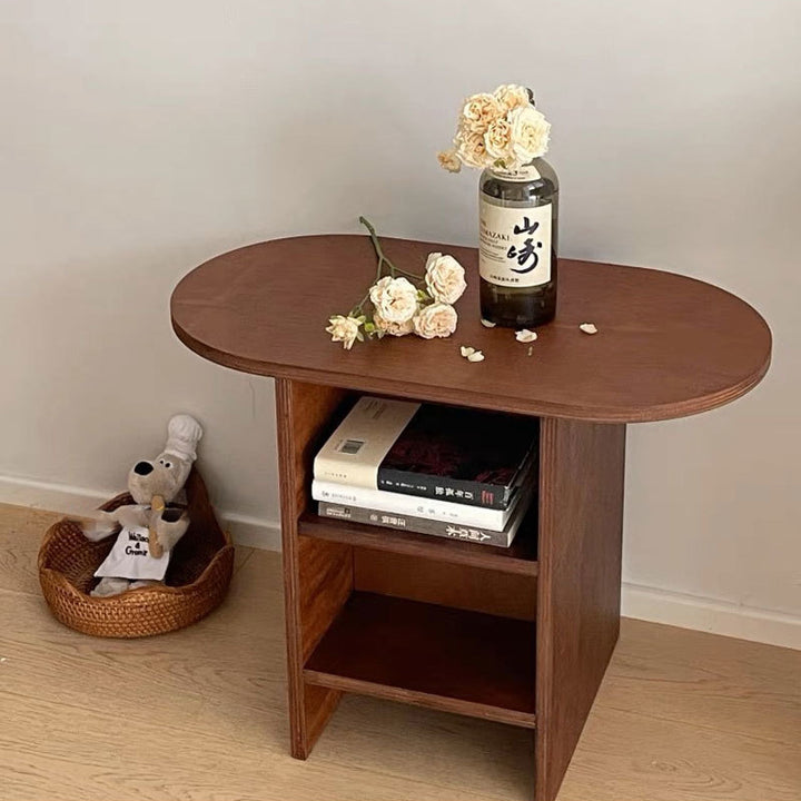 Traditional Chinese Medium Density Fiberboard Square Oval Coffee Table 3-Tier For Living Room