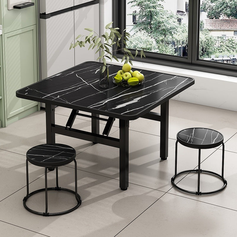 Table basse carrée pliante en acier au carbone et panneau de fibres à densité moyenne nordique contemporaine pour salon 