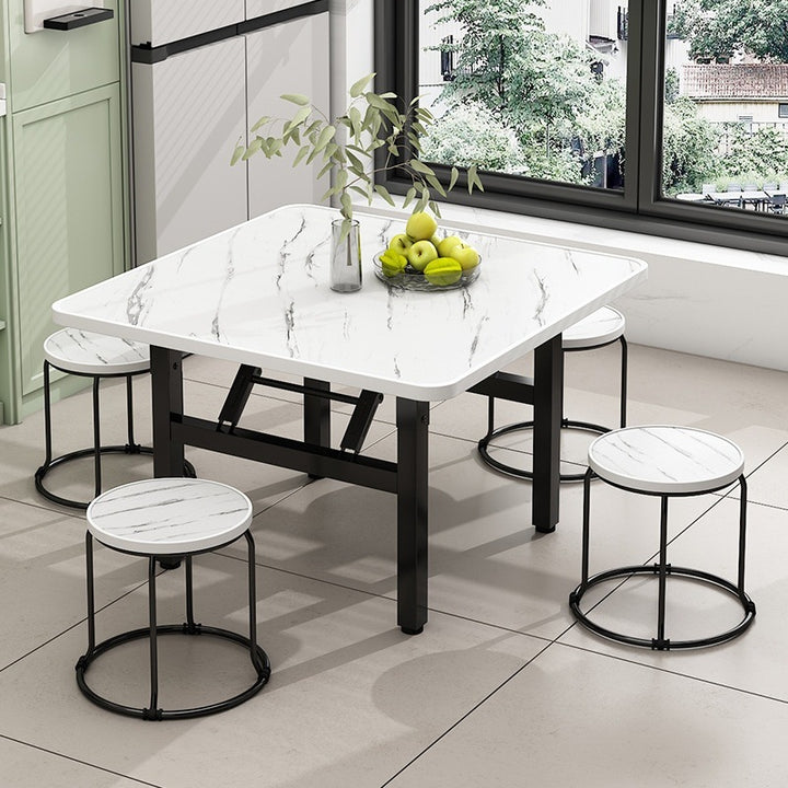 Table basse carrée pliante en acier au carbone et panneau de fibres à densité moyenne nordique contemporaine pour salon 