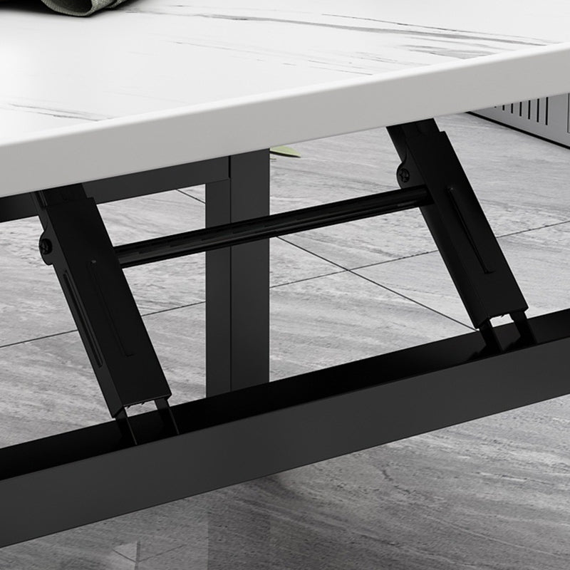 Table basse carrée pliante en acier au carbone et panneau de fibres à densité moyenne nordique contemporaine pour salon 