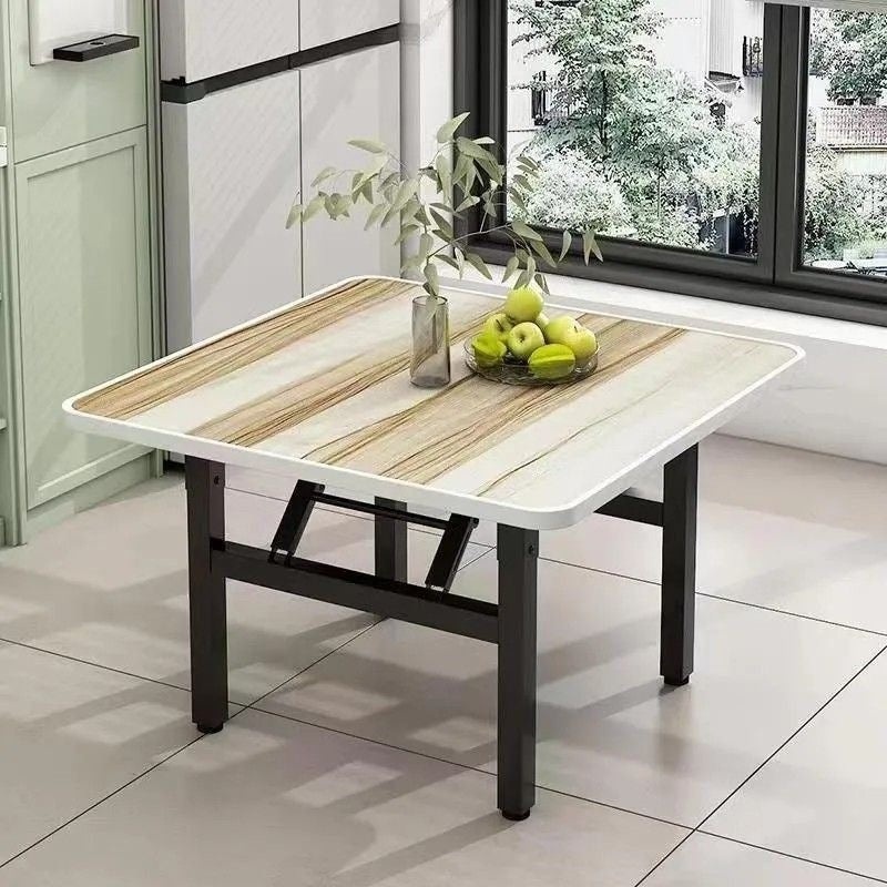 Table basse carrée pliante en acier au carbone et panneau de fibres à densité moyenne nordique contemporaine pour salon 