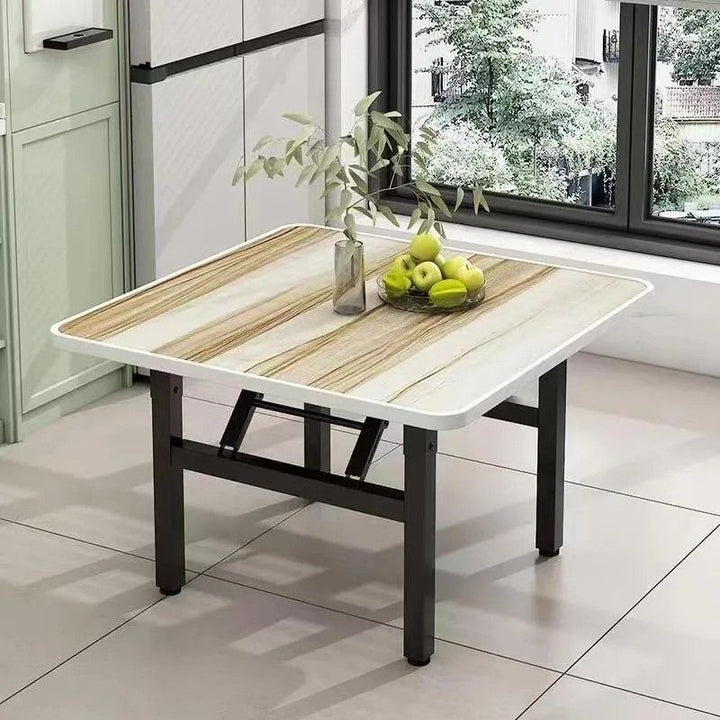 Table basse carrée pliante en acier au carbone et panneau de fibres à densité moyenne nordique contemporaine pour salon 