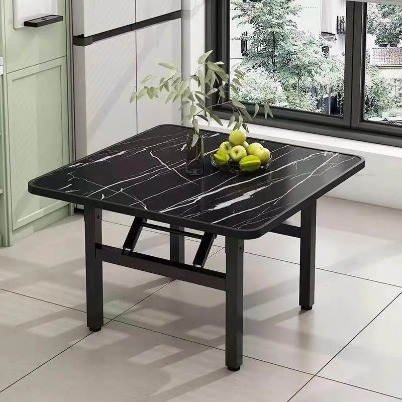 Table basse carrée pliante en acier au carbone et panneau de fibres à densité moyenne nordique contemporaine pour salon 