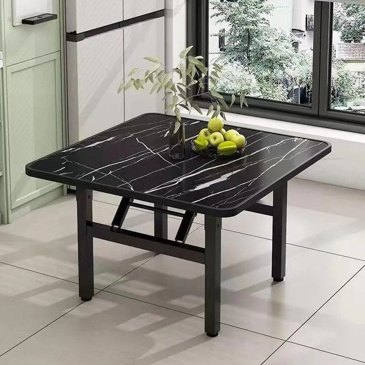 Table basse carrée pliante en acier au carbone et panneau de fibres à densité moyenne nordique contemporaine pour salon 