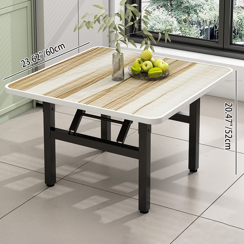 Table basse carrée pliante en acier au carbone et panneau de fibres à densité moyenne nordique contemporaine pour salon 