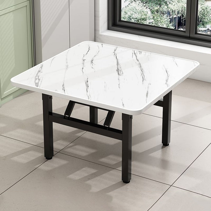 Table basse carrée pliante en acier au carbone et panneau de fibres à densité moyenne nordique contemporaine pour salon 