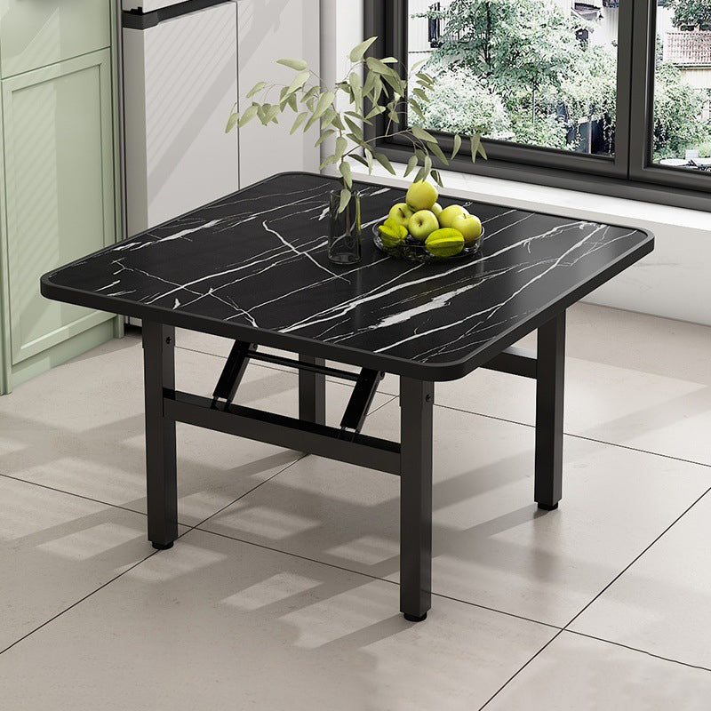 Table basse carrée pliante en acier au carbone et panneau de fibres à densité moyenne nordique contemporaine pour salon 