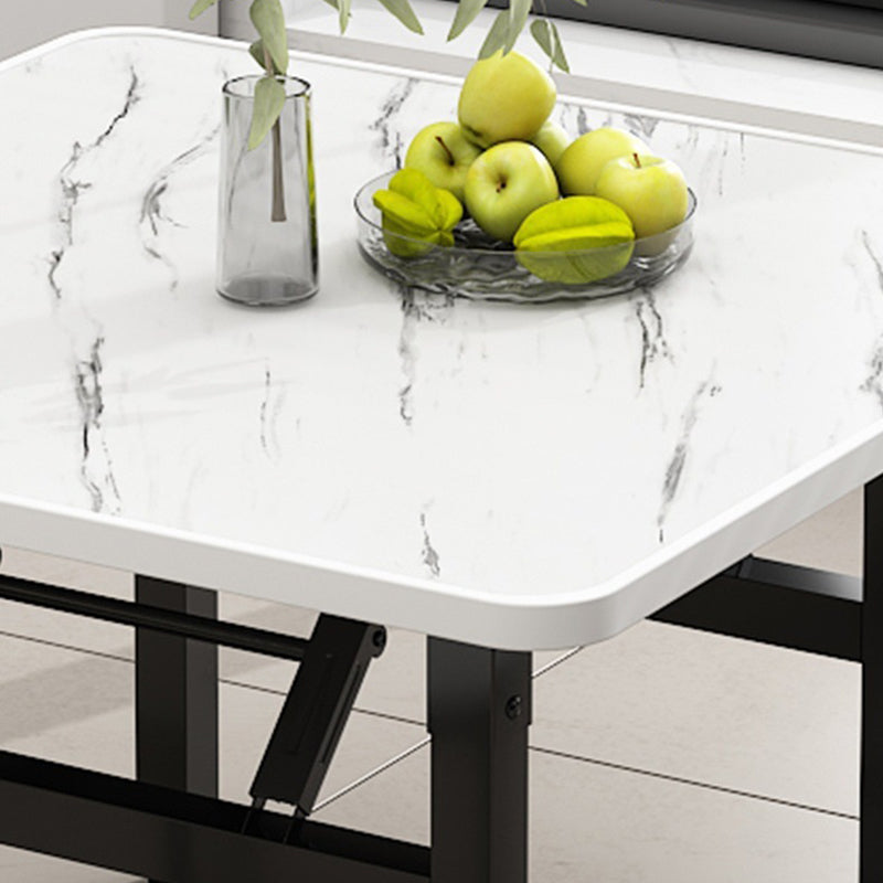 Table basse carrée pliante en acier au carbone et panneau de fibres à densité moyenne nordique contemporaine pour salon 